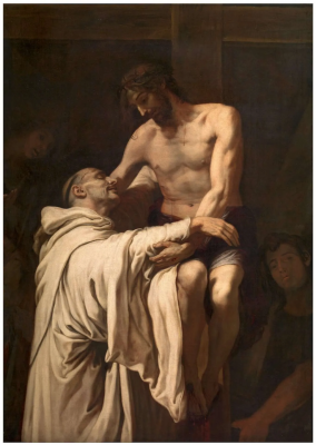 Christ embracing Saint Bernard, by Francisco Ribalta, painted 1625 - 1627 © Prado Museum, Madrid