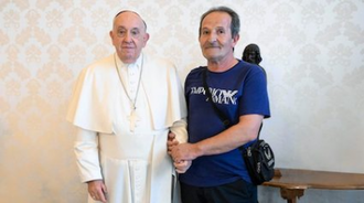 Pope Francis with Beniamino Zuncheddu today - Image: Vatican Media