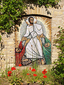 Mosaic of the Anastasis icon, Monastery of Christ our Saviour, based on a Byzantine fresco