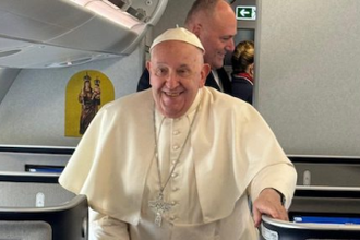 Pope boards plane.  Image: Vatican Media