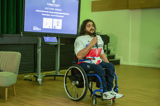 Dimitri Coutya returns to St Benedict's to talk to pupils and staff