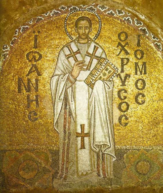 St John Chrysostom mosaic 9th century © Hagia Sophia, Wikimedia Commons