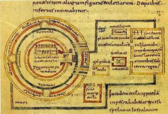 Plan of Church of the Holy Sepulchre from Adomanàn's De locis santis, 9th century © Vienna, Österreichische Nationalbibliothek