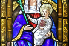 Our Lady of Walsingham, All Saints Episcopal Church, Waveland, Florida,  Stained glass window, 2010  © All Saints Waveband, Wikimedia