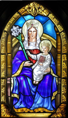 Our Lady of Walsingham, All Saints Episcopal Church, Waveland, Florida,  Stained glass window, 2010  © All Saints Waveband, Wikimedia