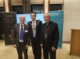 l-r: Cardinal Hume centre CEO, George O'Neill, Mayor Robert Rigby, Cardinal Vincent Nichol