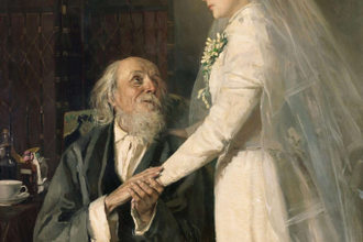 Goodbye Papa (The Farewell) by Vladimir Makovsky. Painted in 1894. @ Alamy