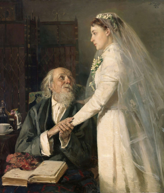 Goodbye Papa (The Farewell) by Vladimir Makovsky. Painted in 1894. @ Alamy