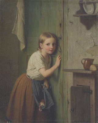 Girl Listening,  Painted by Johann Georg Meyer von Bremen, 1870 © Alamy