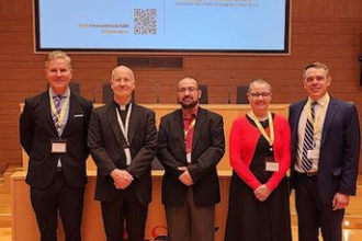 l-r: Juan Carlos Cruz, James Martin, SJ, Christopher Vella, Janet Obeney-Williams and Michael J O'Loughlin