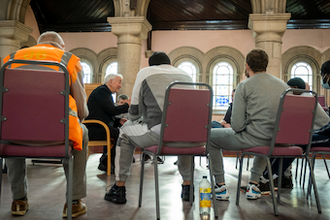 Cardinal Vincent on a recent prison visit