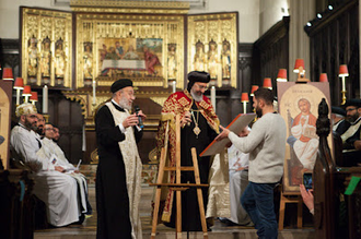 Archbishop Angaelos was presented with a Coptic icon depicting Prophet Nehemiah by Fadi Mikhail.