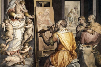 Saint Luke Painting the Virgin, by Giorgio Vasari, 1565, Fresco  © Basilica della Santissima Annunziata, Florence