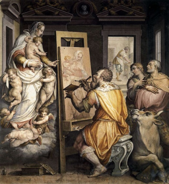 Saint Luke Painting the Virgin, by Giorgio Vasari, 1565, Fresco  © Basilica della Santissima Annunziata, Florence