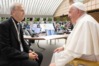 Bishop Hudson with Pope Francis