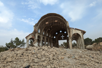 Gutted:  Assyrian Church of Tal Tamr, Syria.