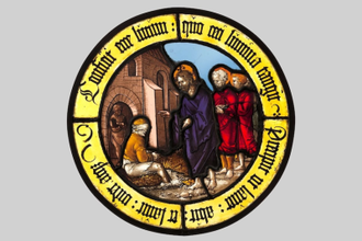 Roundel with Christ Healing the Blind Man, Hirschvogel Workshop, after Sebald Beham,  Made in Nuremberg, Germany, 1517-27 © The Metropolitan Museum of Art, New York