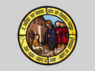 Roundel with Christ Healing the Blind Man, Hirschvogel Workshop, after Sebald Beham,  Made in Nuremberg, Germany, 1517-27 © The Metropolitan Museum of Art, New York