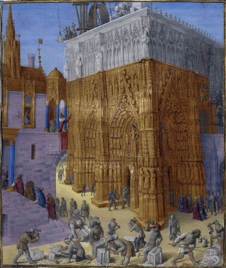 Building of the Temple of Jerusalem, by Jean Fouquet, 1465, from  illuminated manuscript of Josephus's Antiquities of the Jews, made for Jean, Duke of Berry © Bibliothèque Nationale, Paris