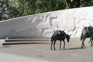 Animals in War memorial, (detail) Hyde Park, London.  Wiki Image by Iridescenti