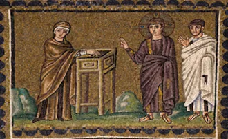 Widow's mite, 6th century mosaic © Basilica of Sant'Apollinare Nuovo, Ravenna