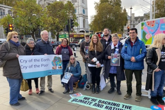 Christian Climate Action and Columban teams lobbying at Westminster on 13 November.