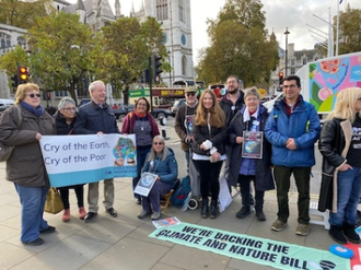 Christian Climate Action and Columban teams lobbying at Westminster on 13 November.