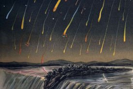 Leonid Meteor Storm, by Edmund Weiss, 1833 from 'Bilderatlas der Sternenwelt'  © Wikicommons