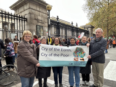 Columban Missionaries and FCJ Sister outside British Museum before the start of the march