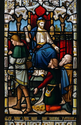 Parable of the Talents, east window, Church of St Bega, Bassenthwaite, Lake District