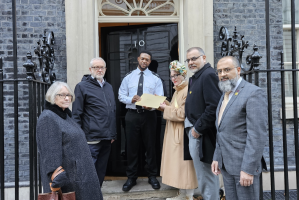 l-r: Lindsey German, STW Coalition Convenor; Jeremy Corbyn MP; Sophie Bolt, CND General Secretary; Ayoub Khan MP; Iqbal Mohamed MP.