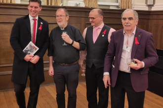 Westminster City Cllr Ed Pitt Ford, Conservative LGBT+ Lead, Fr Brendan Callaghan SJ, Alberto Gonzalez (Positive Faith) Martin Pendergast (LGBT+ Catholics Westminster)