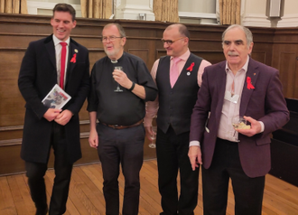 Westminster City Cllr Ed Pitt Ford, Conservative LGBT+ Lead, Fr Brendan Callaghan SJ, Alberto Gonzalez (Positive Faith) Martin Pendergast (LGBT+ Catholics Westminster)