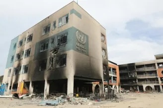 One of UNRWA's destroyed centres. Photo by khalid kwaik on Unsplash