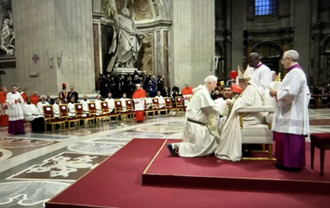 Fr Radcliffe receives red hat in his Dominican habit   Image:  ICN screenshot