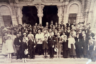 Jack Traynor (front centre) on a trip to Lourdes in 1925, following his miraculous cure.