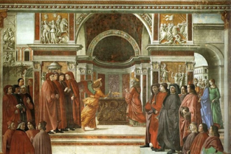 The Angel appears to Zacharias, fresco painting by Domenico Ghirlandaio, 1486 © Santa Maria Novella, Florence