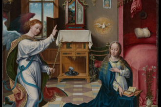 The Annunciation,  by Joos van Cleve, 1525, oil on panel © Metropolitan Museum, New York