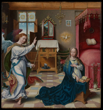 The Annunciation,  by Joos van Cleve, 1525, oil on panel © Metropolitan Museum, New York