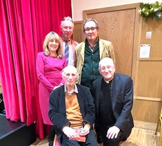 l-r: (back row) Jane Spencer-Prior, Frederick Appleby, Jonathan Coote, (front) Michael Slater with Father Denis Touw