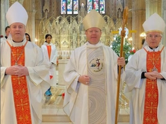 Bishop Router, Archbishop Martin, Archbishop Mariano Montemayor, at the special Mass in St Patrick's Cathedral, Armagh. Image: CCO