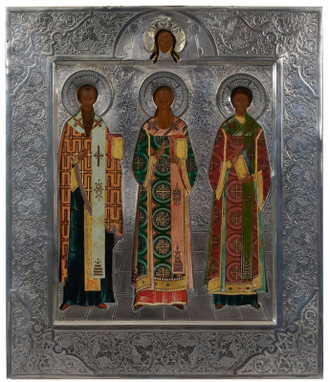 Three Holy Hierarchs, Saints Basil Caesarea, Saint Gregory and Saint John Chrysostom, Russian Icon, 1900 © Temple Gallery, London, all rights reserved