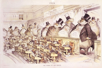 The Bosses of the Senate, Political Cartoon by Joseph Keppler, Jan 1889, published for Puck, issued by J Ottmann Lith Co © US Senate Archive