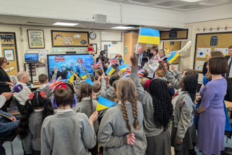 All Saints pupils wave at their friends in Kyiv