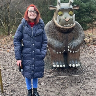 Chloe-Mairead with the Gruffalo