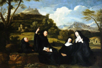 Saint Benedict and Saint Scholastica and Two Companions in a Landscape, 17th century, by Jean Baptiste de Champaigne © National Trust Images / Calke Abbey, Derby