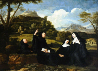 Saint Benedict and Saint Scholastica and Two Companions in a Landscape, 17th century, by Jean Baptiste de Champaigne © National Trust Images / Calke Abbey, Derby