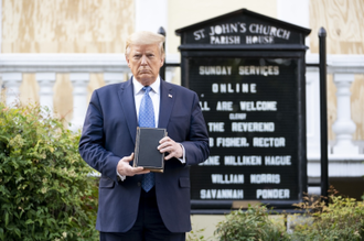 President Trump visits St John's Episcopal Church June 2020 after removal of protestors - Wiki Image