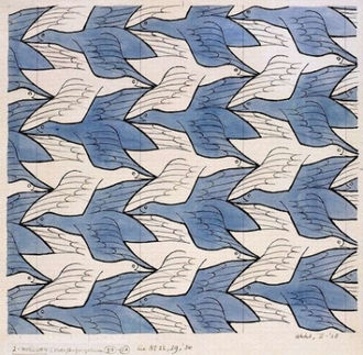 Two Birds, by Maurits Cornelis Escher, 1930,  Oil, pastel and gouache on paper  © WikiArt