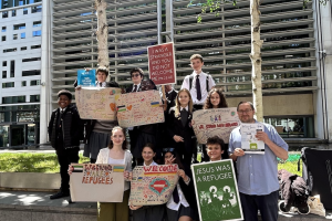 Participants in monthly vigil for refugees outside the Home Office